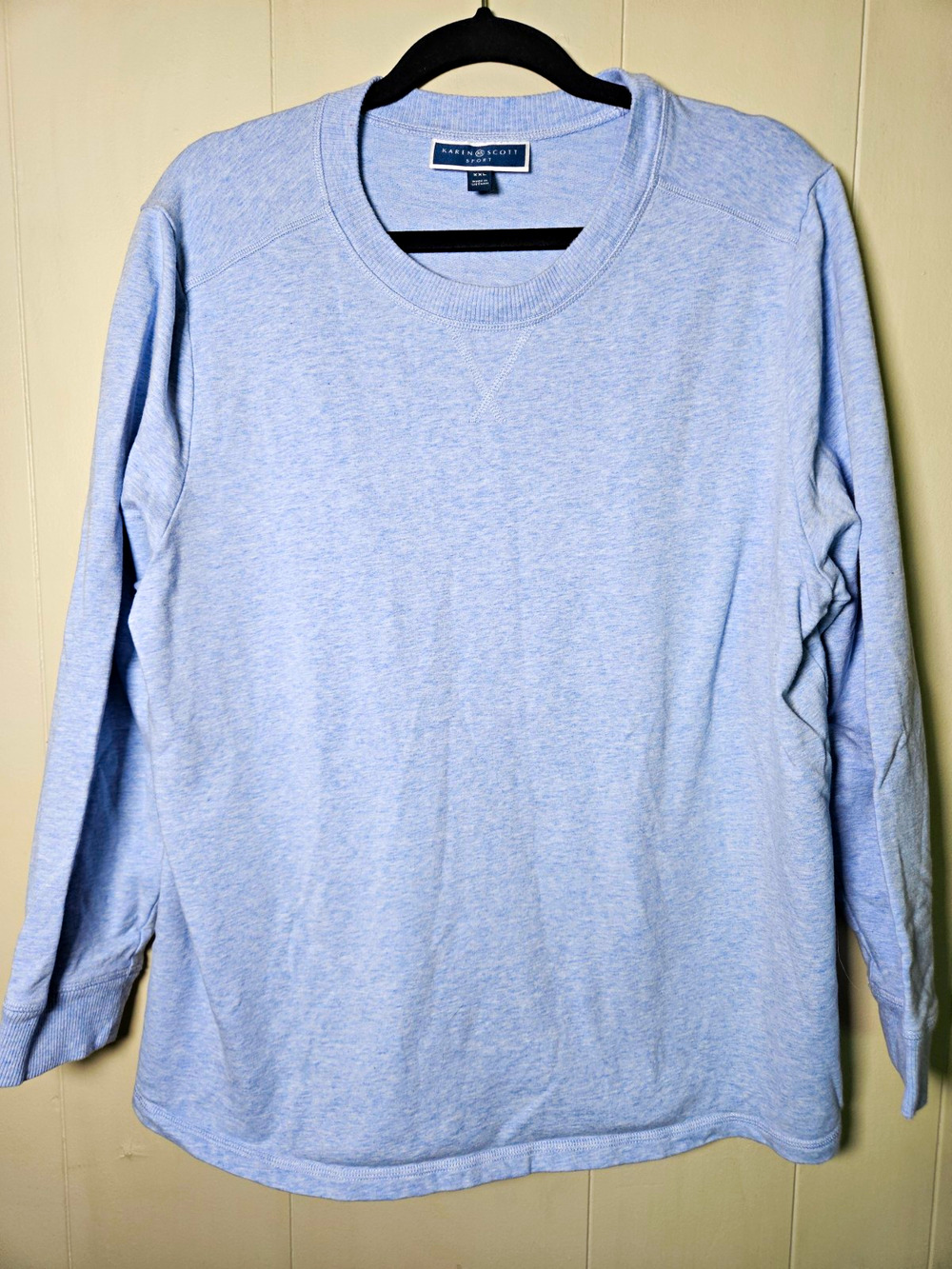 Karen Scott Sport Women's Blue Pullover Crewneck Sweatshirt Stretch Cotton XXL